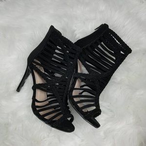 Black thin heels open toe